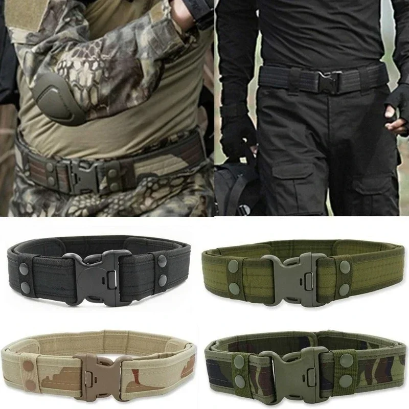 Cinto de combate pesado ajustável de camuflagem, cinto de nylon masculino perfeito para montanhas, escalada, pesca, caminhadas, ao ar livre, 1pc