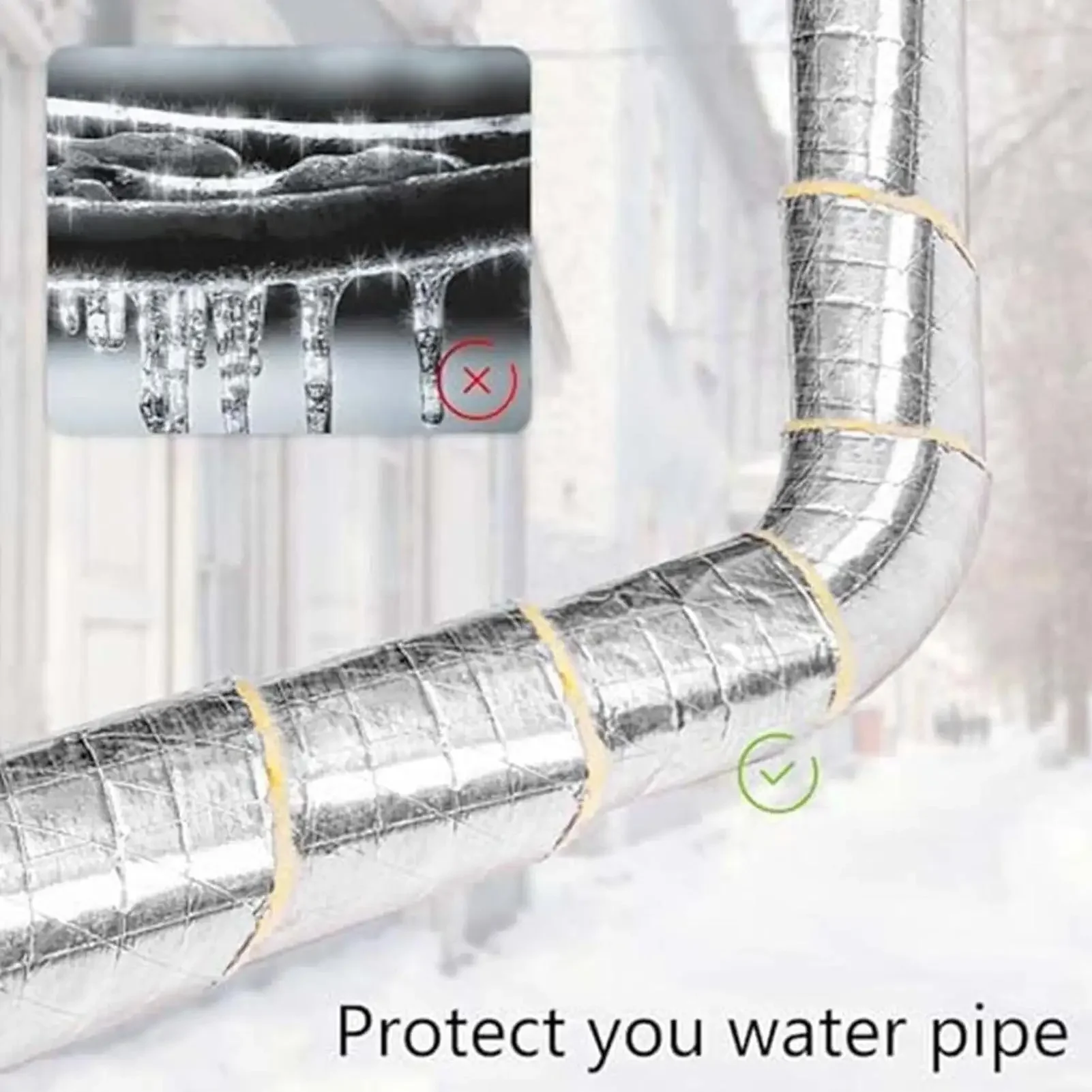 10m Pipe Insulation Wrap Fireproof Protection Insulation Roll HVAC AC Air Piping Industrial Hot Water Distribution