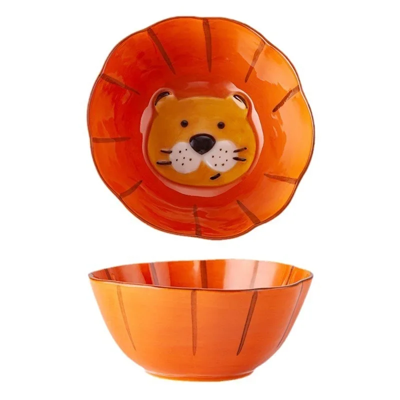 Cartoon Pumpkin Shape Ceramic Tableware Little Lion Children\'s Rice Bowls Cute soup bowl Dish Ceramic Mug Halloween Tableware