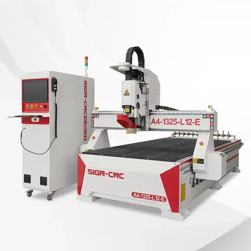 Industrial CNC Wood Machining Center 1500x3000mm 9kW ATC Spindle Syntec Controller Vacuum Table with 12 Tool Magazine