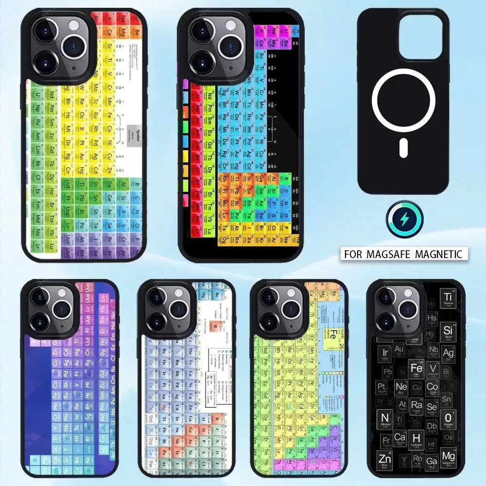 

P-Periodic T-Table Of Elements Phone Case For iPhone 16,15,14,13,12,Pro,Max,Magnetic For Magsafe Wireless Charging