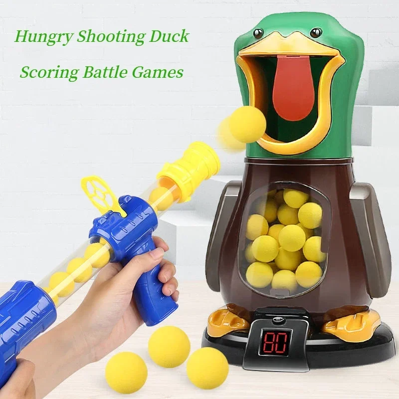 Kids Shooting Duck Toys Air-powered Gun Soft Bullet Ball Gun With Light Electronic Scoring Battle Games Funny Gun Toy for Kids