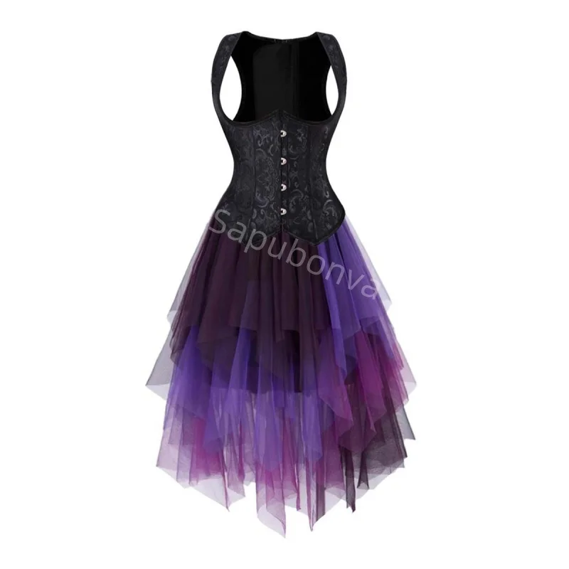 

Corset Dress Costume long skirt Set With Underwear Bustier Costume Party sexy Burlesque Ladies Outfit Plus Size Gothic Halloween