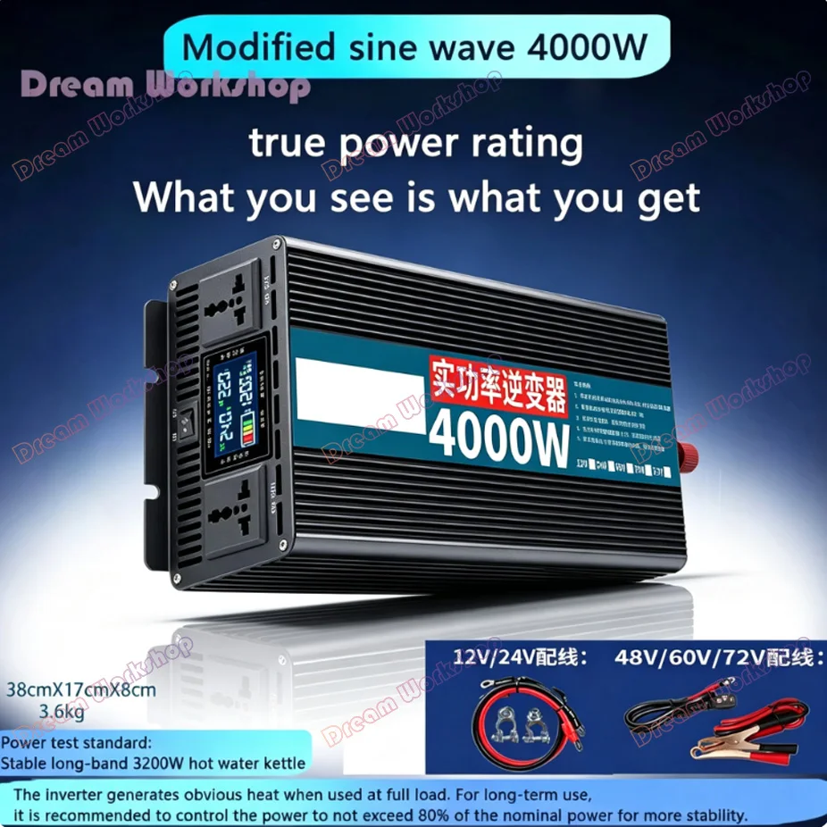Free shipp Modified sine wave inverter true power non-virtual mark 3500W 4000W DC 12/24/48/60/72V to AC 220V solar car inverter