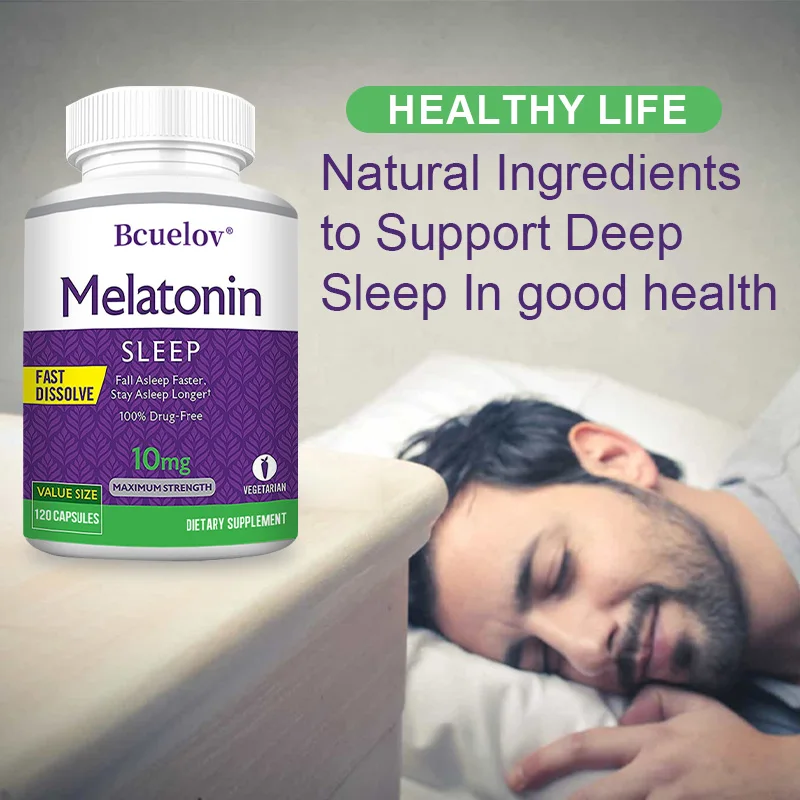 Sleep Melatonin 10 Mg Quick Dissolve Capsules, Adult Nighttime Sleep Supplement, Faster, Deeper Sleep, Vegetarian