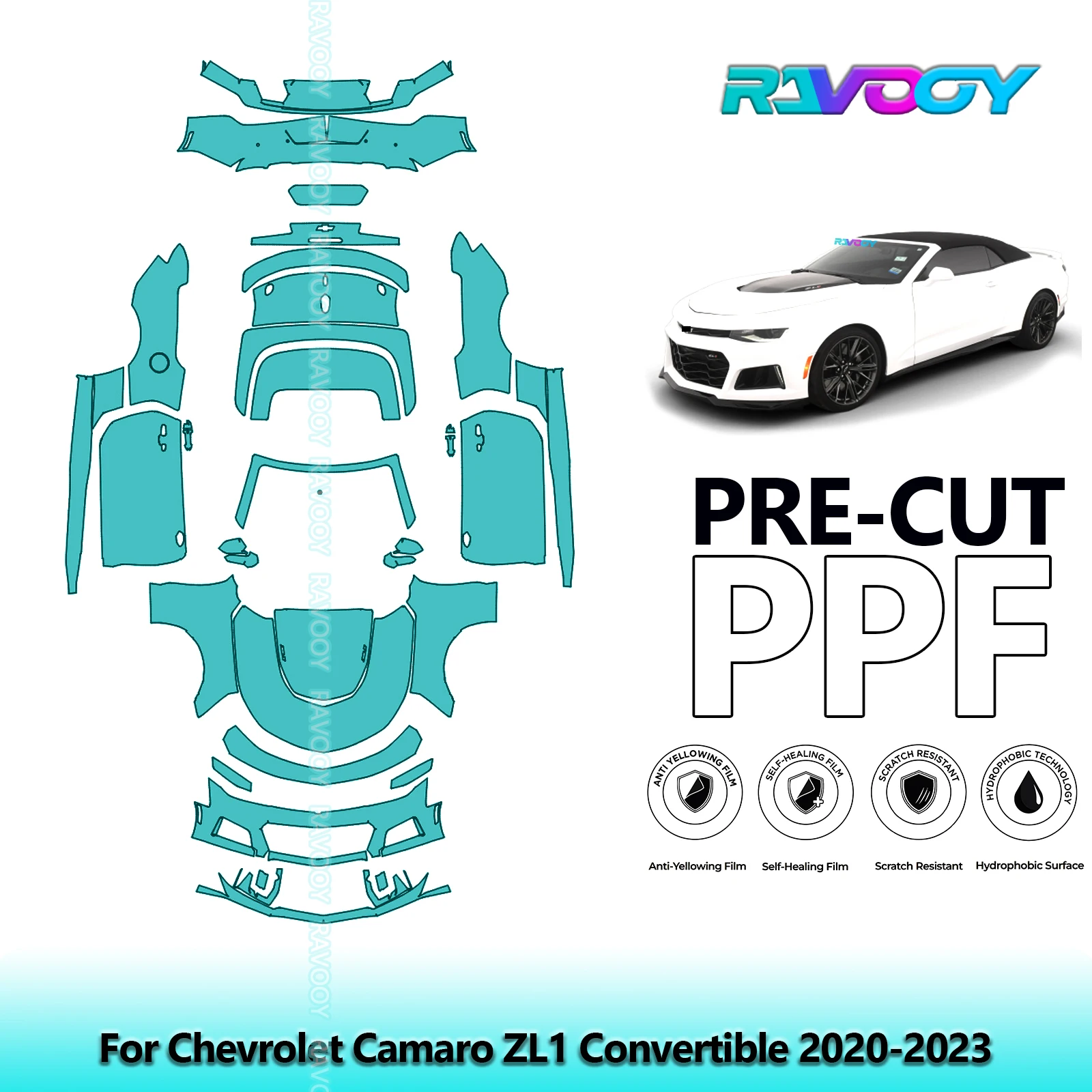 

Car Precut PPF Paint Protection Film Full Vehicle For Chevrolet Camaro ZL1 Convertible 2020-2023