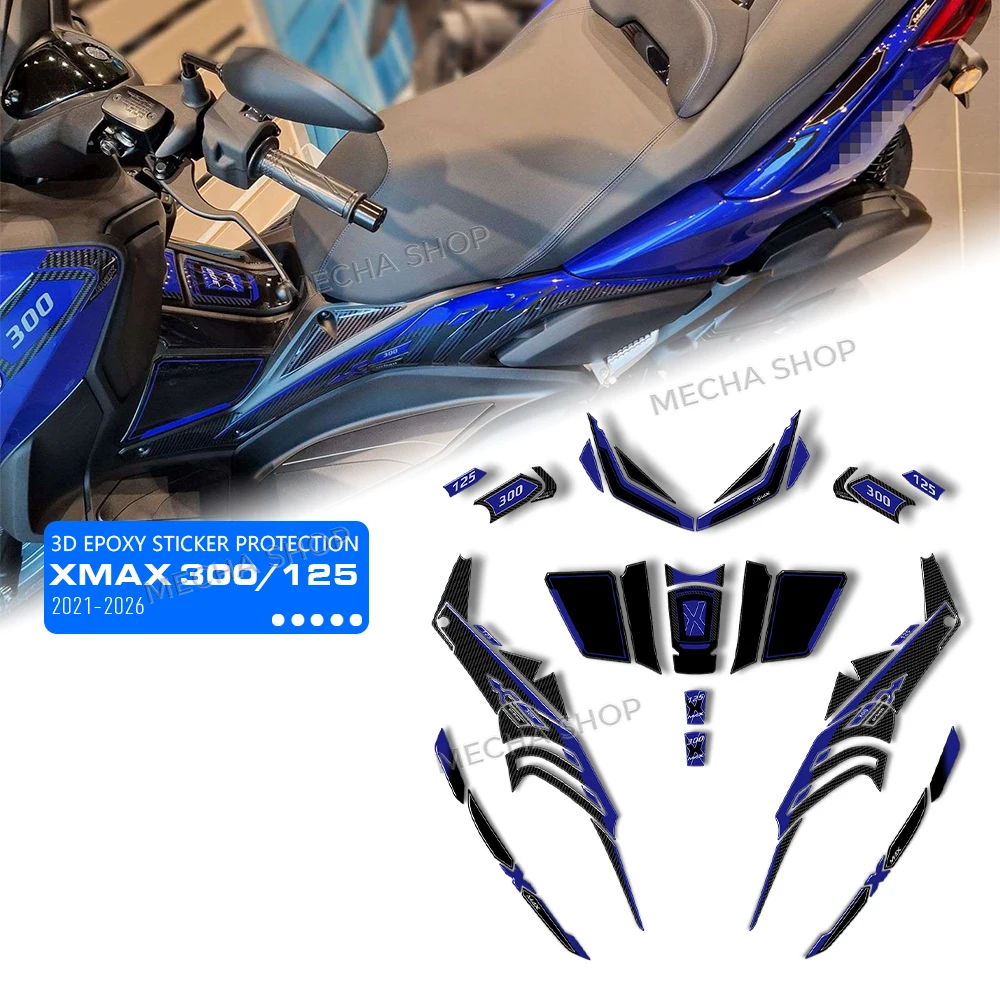 

For XMAX300 X MAX 300 XMAX125 Sticker 2023-2026 3D Gel Resin Motorcycle Tank Pad Protection Sticker New Decorative Decal