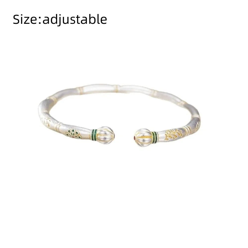 中国塗装ゴールド女性のエナメルカラーブレスレット宝フェーズフラワー白銅スラブカボチャオープニングバングルソリッドメッキ