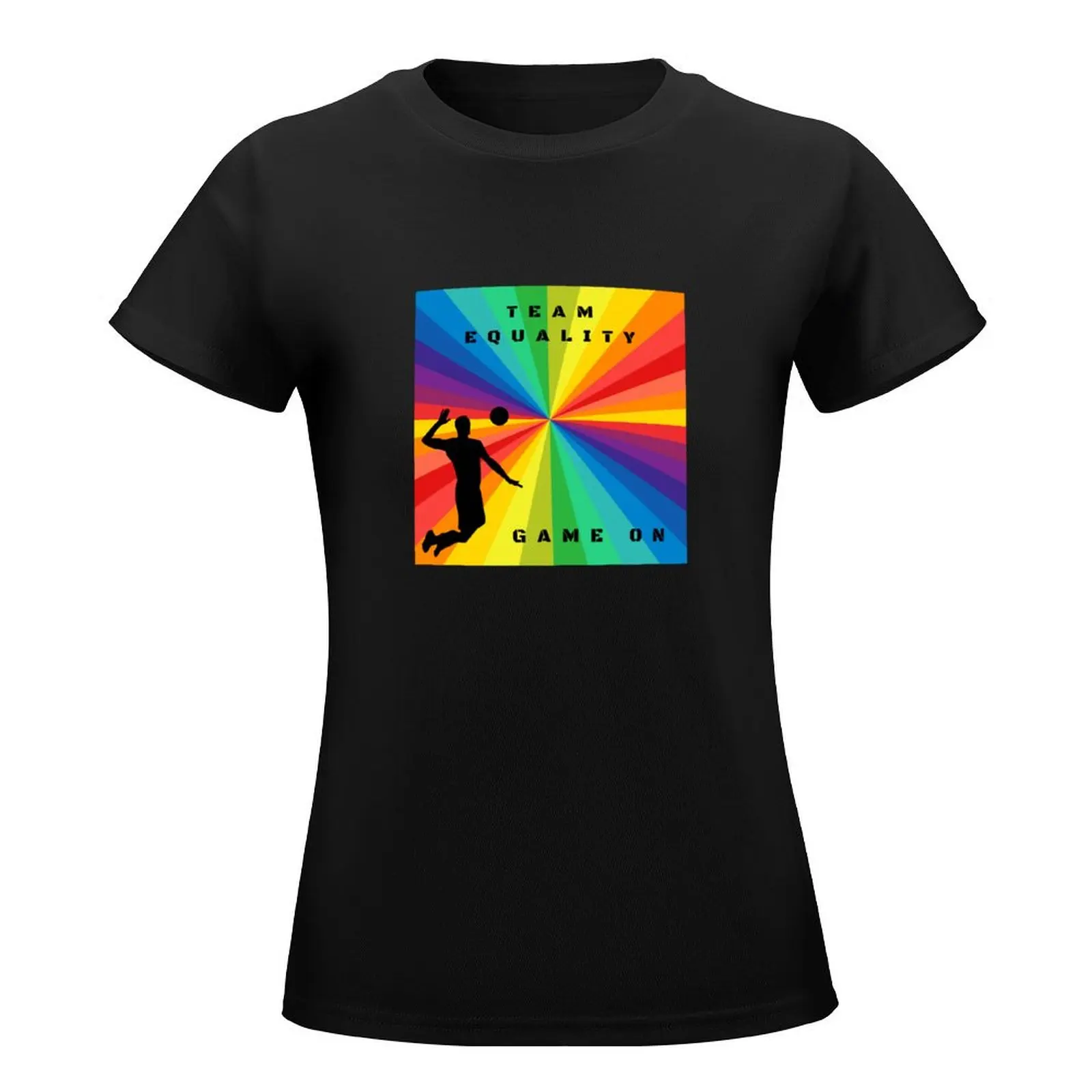 LGBTQ Volleyball, LGBTQ Volleyball Sport Slogan, Team Equality Game On T-Shirt summer top blacks Blouse sweat t shirts for Women