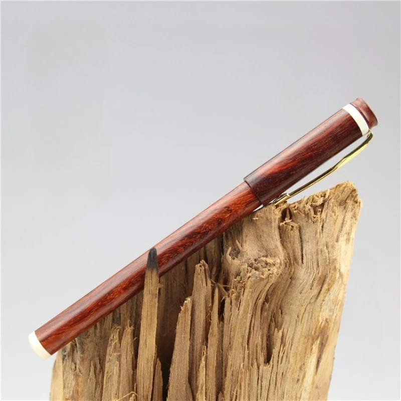 

New Discount Luxury Wooden Ball Pens Black 0.5 Refill Rosewood Gel Pen Wood Stationery Supplies Business Gift Box Rollerball Pen