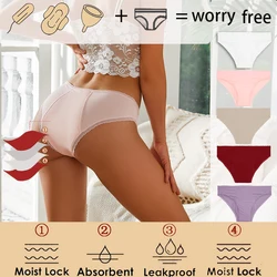 Female Physiological Pants Leak Proof Menstrual Women Underwear Period Stretch Comfort Panties Sexy Sports Seamless Ruffle Brief