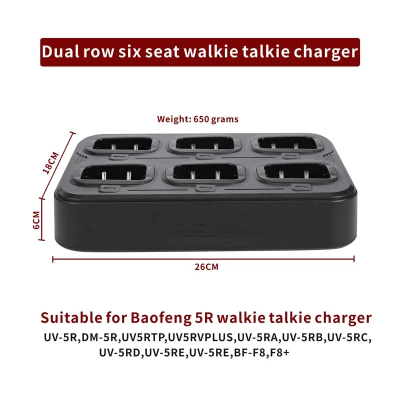 Baofeng uv5r Ladegerät Multi-Unit-Akku 6-Wege-Schnellladegerät Desktop Multi-Ladestation Basis Zwei-Wege-Radio UV-5R Zubehör