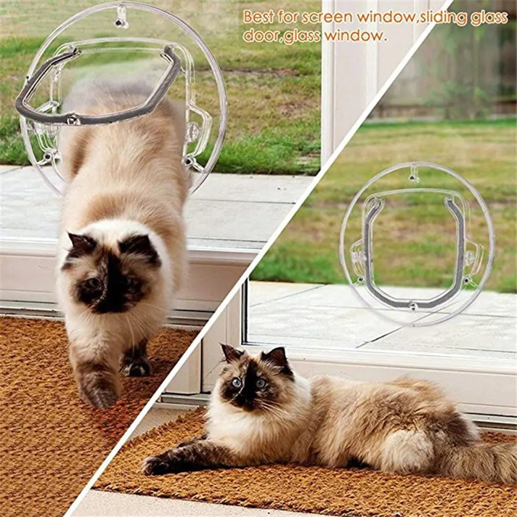 

Pet Door With Lock For Cat Puppy Dog Door With Lock Transparent Round Door For Screen Window Sliding Glass Door Glass Window