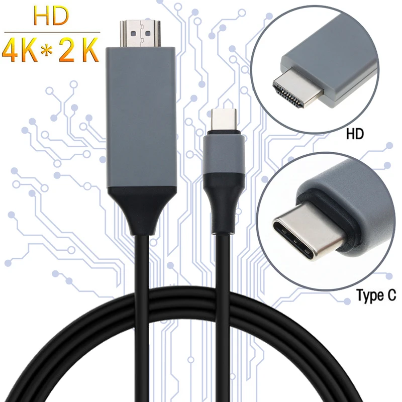 4K 1080P USB 3.1 Type C to HDMI-compatible Adapter Cable USB-C Cable Cable for MacBook Samsung Galaxy S9/S8 Huawei