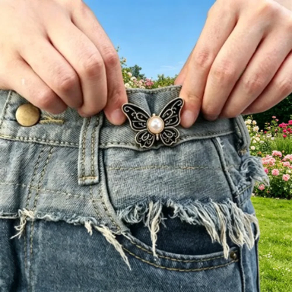 Butterfly Jeans Button Adjustable Clips For Pant Skirts Waist Tightener Buckle Snap Button Pants Retractable Button Adjuster