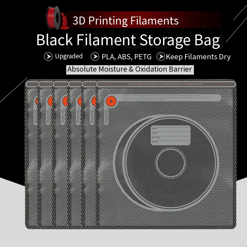 3D Filament Bag black Filament Storage Bag PLA ABS PETG Vacuum Bag Dryer Humidity Resistant Sealing Bags Keep Filament Dry