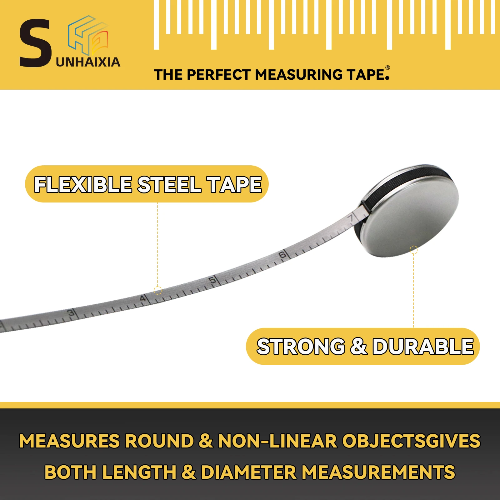 HAIZHIHUI stainless steel tapeMeasurement of the length and diameter of objects in centimeters and inches with two types of tape