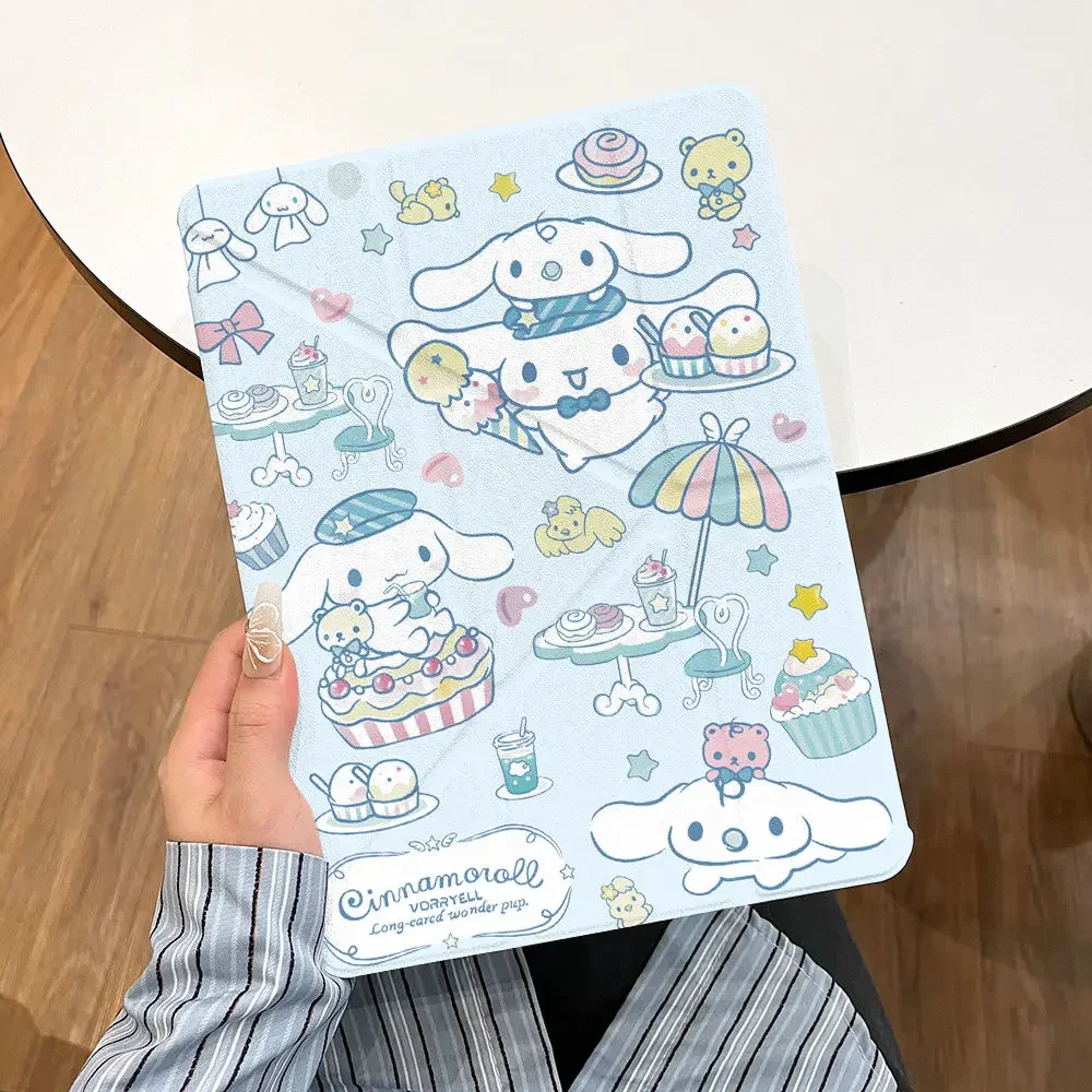 

Sanrio Cinnamoroll Party Apple ipad Protective Case y+3 Fold 7/8 Generation ipad10 Tablet Case Air6 Pro Pen Slot 5/4 Cartoon 9/8
