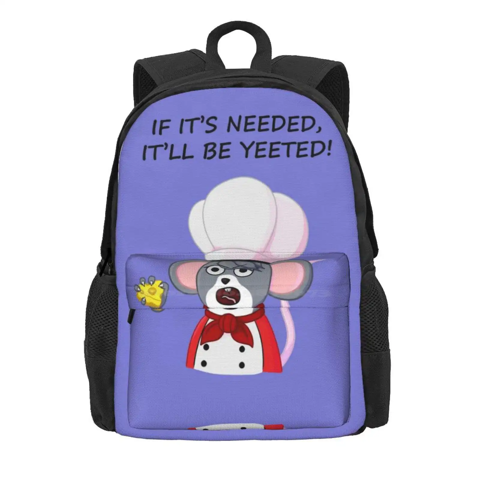 If It'S Needed, It'Ll Be Yeeted! Hot Sale Schoolbag Backpack Fashion Bags Overcooked 2 Mouse Cheese Yeet Chef Video Game Meme