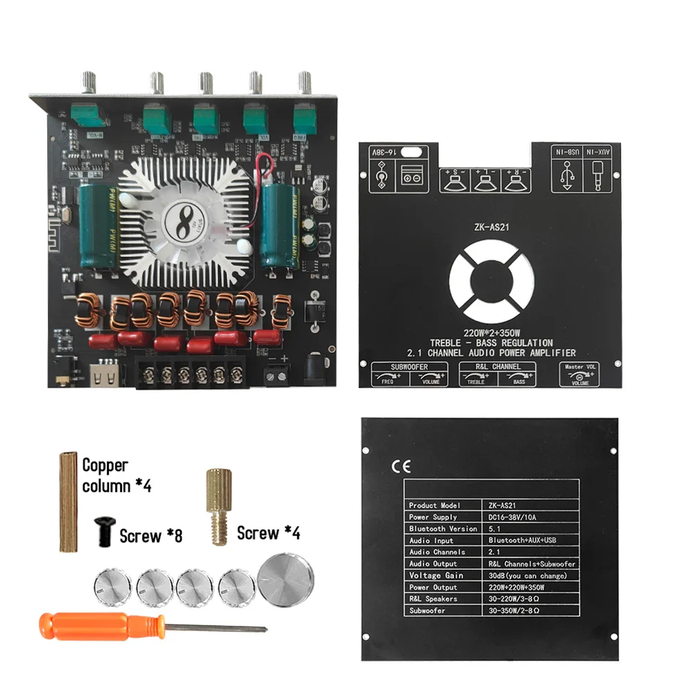 Placa amplificadora de subwoofer compatível com bluetooth tpa3255, 2.1 canais, tom baixo, aplicativo de áudio dc 16-38v