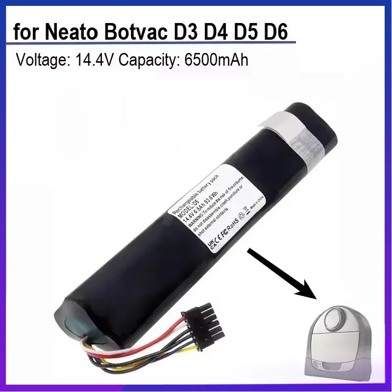 New Replacement Battery 14.4v 6500mAh 9800mAh for Neato Botvac Connected D3 D3+D4 D5 D5+D6 D7 Robotic Vacuum Cleaners