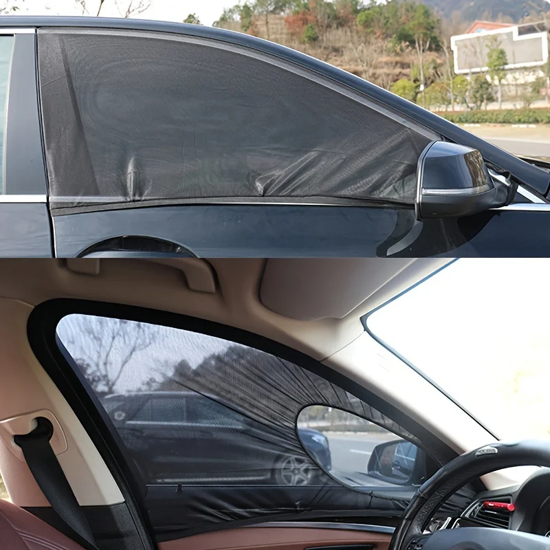 2pcs Mosquito Avoidance Car Window Sun Shade Cover,  Breathable Mesh Car Side Window Shade Sunshade