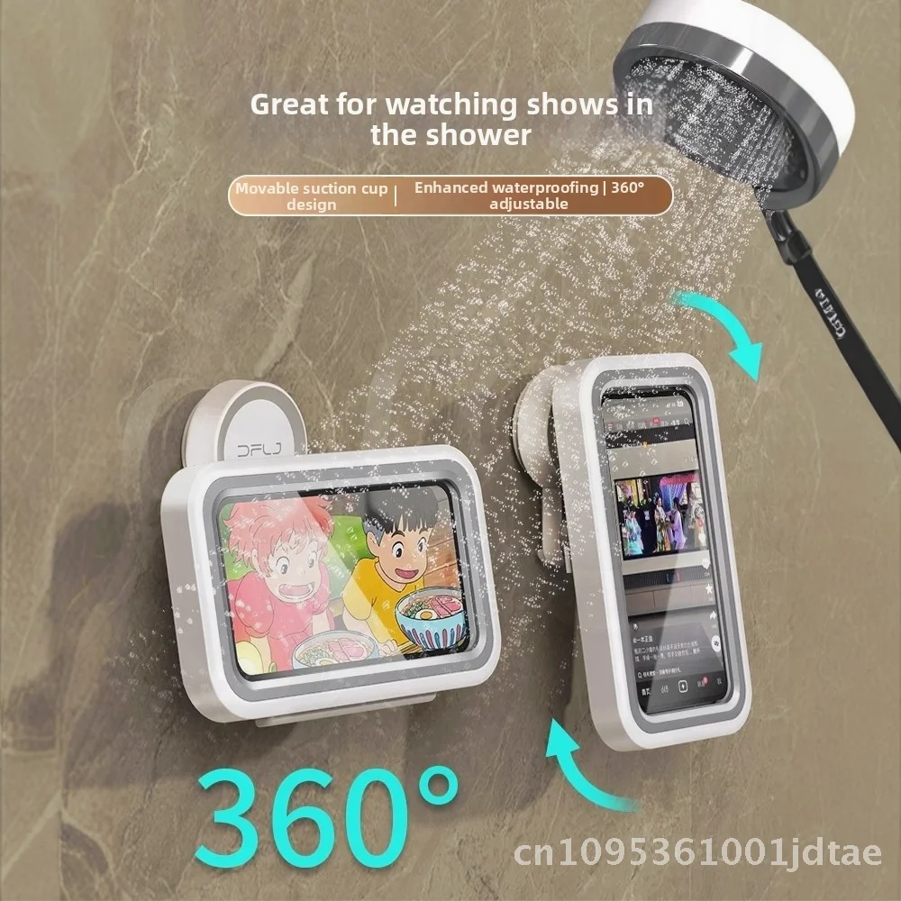 

Adjustable Rotating Waterproof Bathroom Phone Holder Box bathroom Storage For Mount Wall Drill-Free Shelf