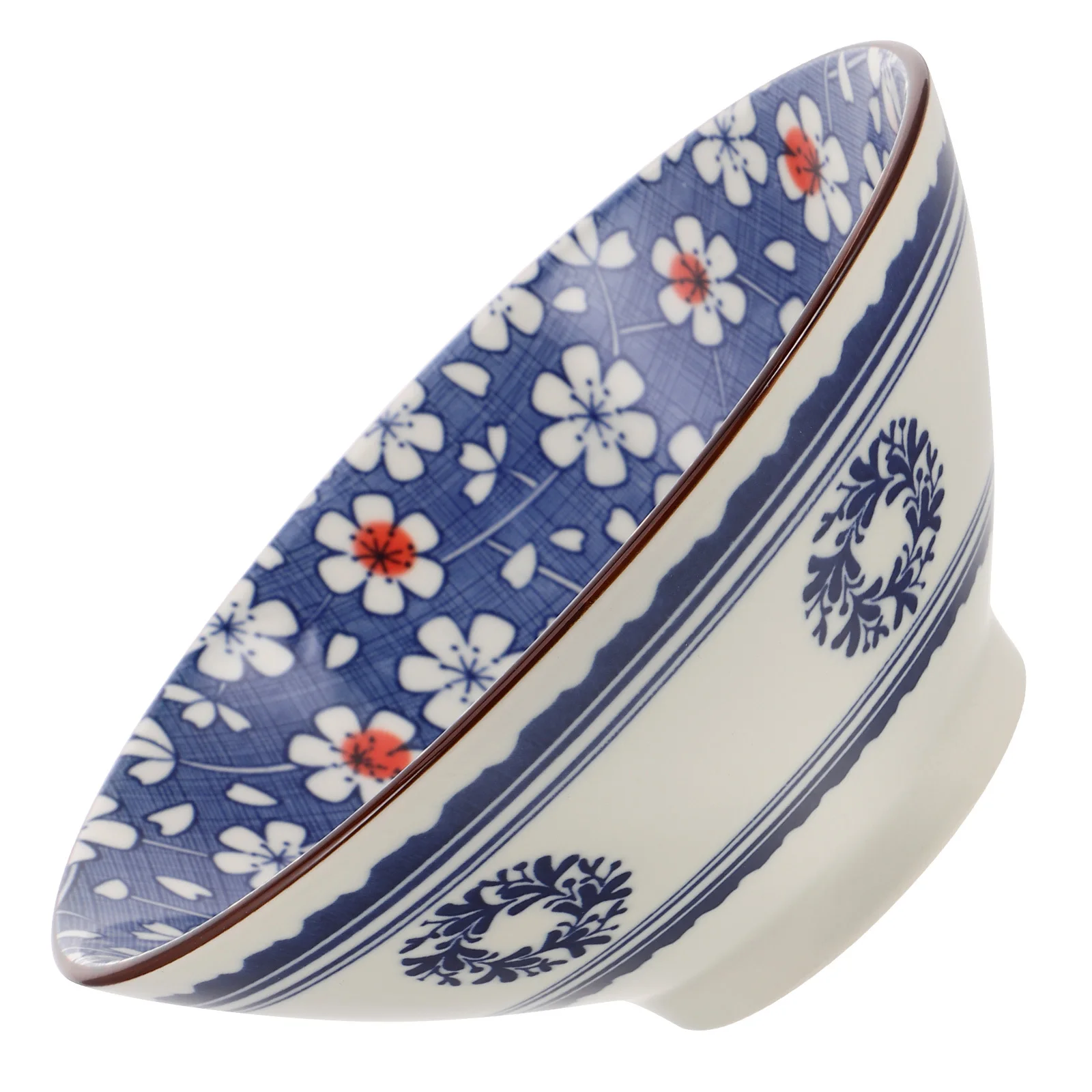 

Vintage Japanese Ceramic Ramen Bowl Retro Underglaze Large Capacity Conical Rice Dish for Home Restaurant