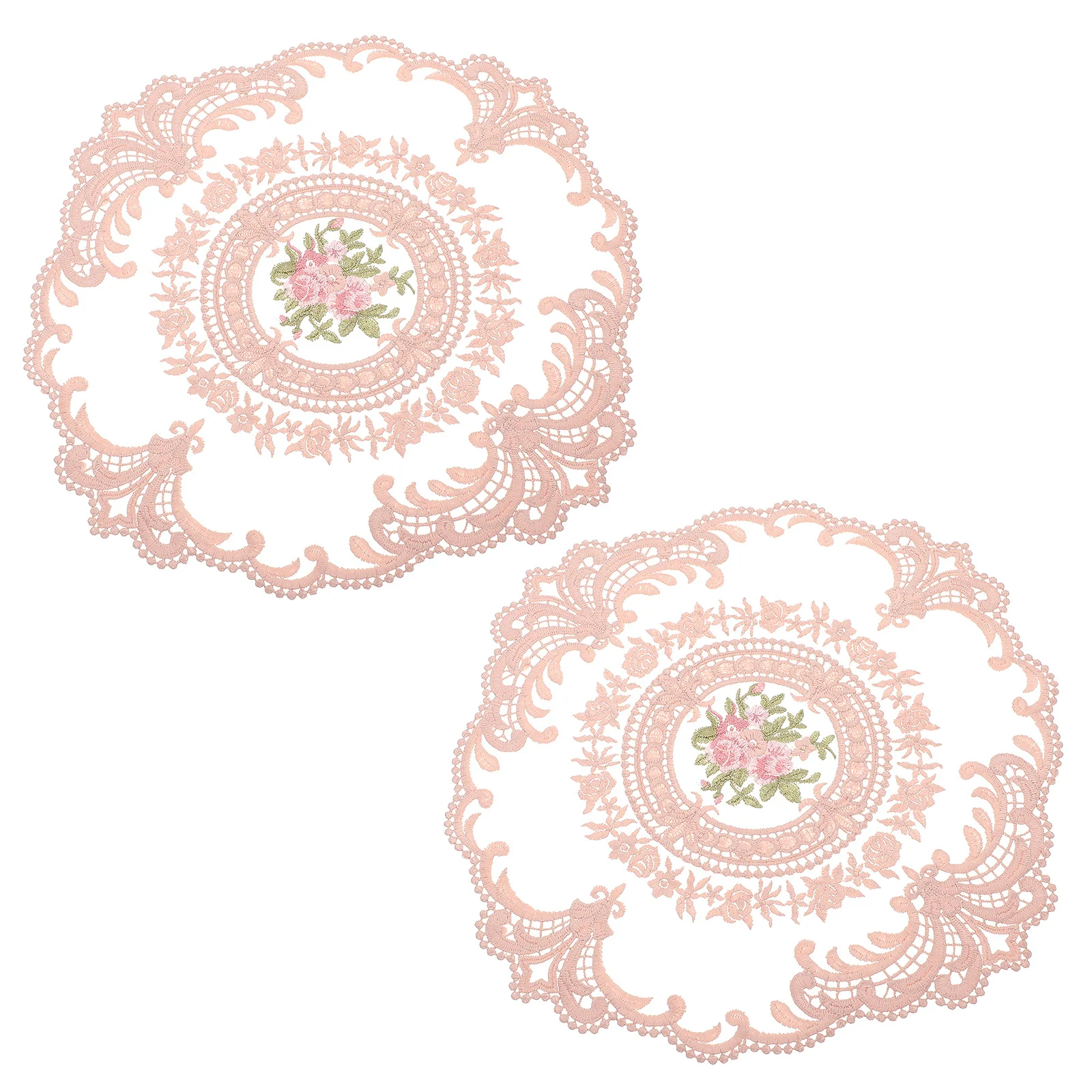 

2Pcs Lace Placemat Soft Stereoscopic Embroidery Design Table Mat for Valentine Easter Mother Father Day Decorative Coaster Set