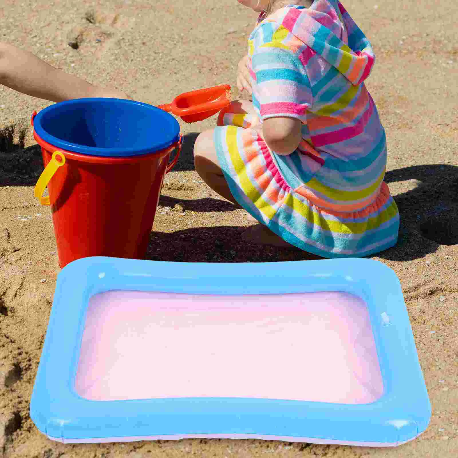 Inflatable Sand Tray Kids PVC Mini Fishing Pool Toy Multifunctional Foldable Quick Inflate Deflate Sandbox Children Playset