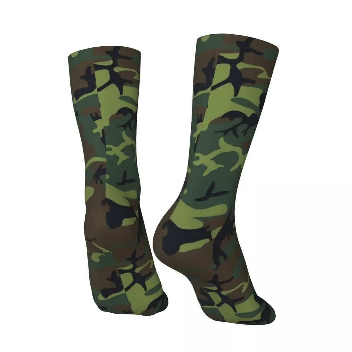 Army Camo Print Stockings Female Green Camouflage Socks Medium Soft Gothic Socks Autumn Cycling Anti Skid Graphic Socks Gift