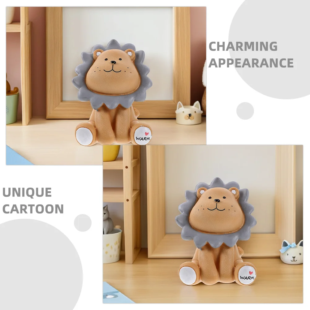 بنك المال على شكل أسد بني، تصميم واقعي للحياة البرية لديكور غرفة الأطفال، صندوق التوفير النقدي، صناديق المال للأطفال، جامع العملات المعدنية