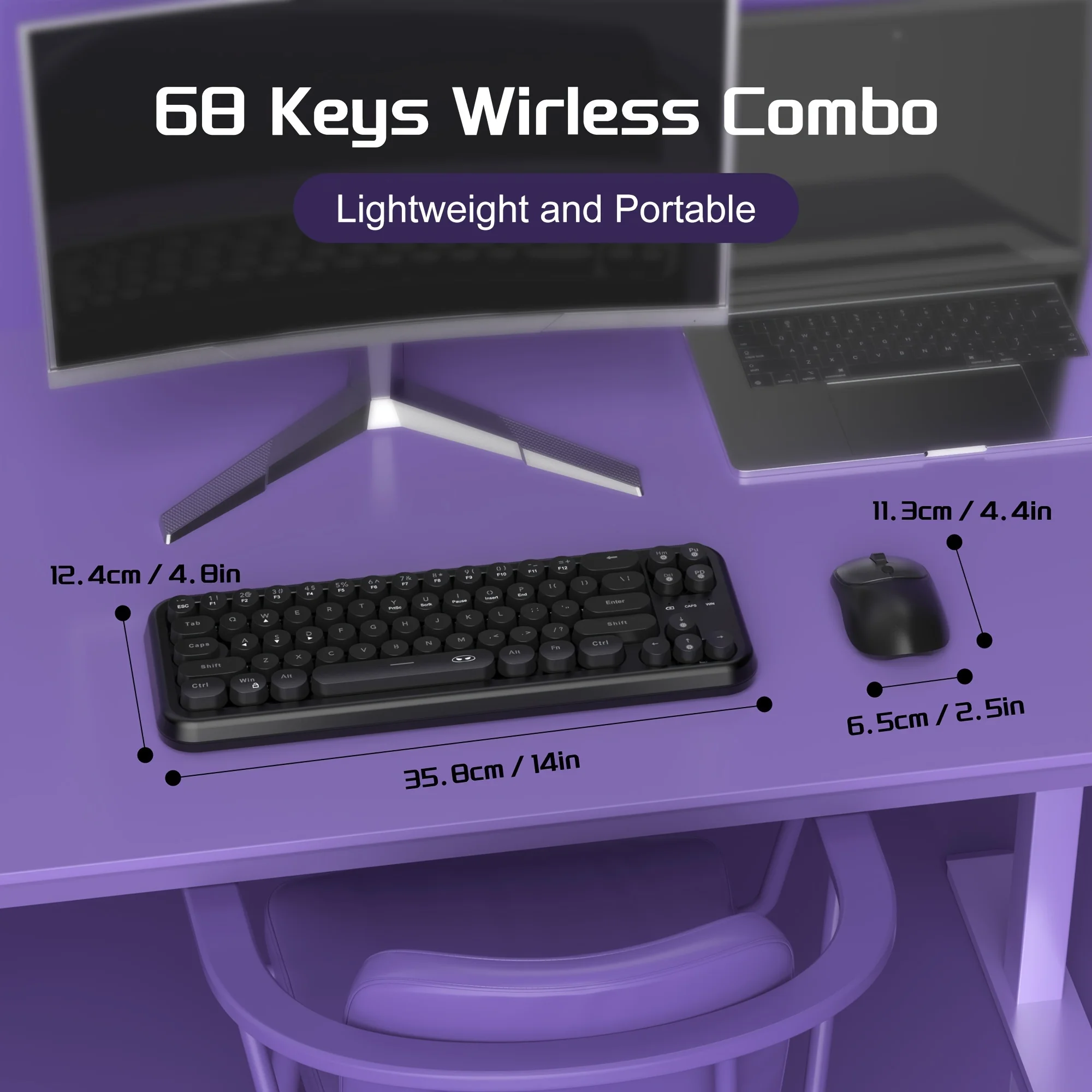 MageGee TS92 RGB Gaming Keyboard & Mouse Combo - 2000mA Rechargeable, Waterproof, Backlit with LED Mouse for PC/Laptop