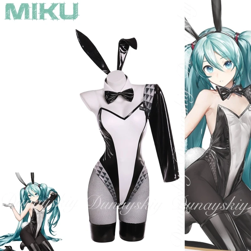 المغني الافتراضي Mikuu تأثيري فتاة سيارة السباق Mikuu مع أبيض وأسود Hatsunee الأرنب فتاة Subdue تأثيري حلي مليئة بالمجموعة