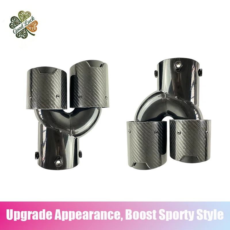 2pc H-Style Dual Exit Carbon Fiber Tail Muffler for BMW G20 G28 320 325 330 MP Replacement Installation Decorative Exhaust Pipe