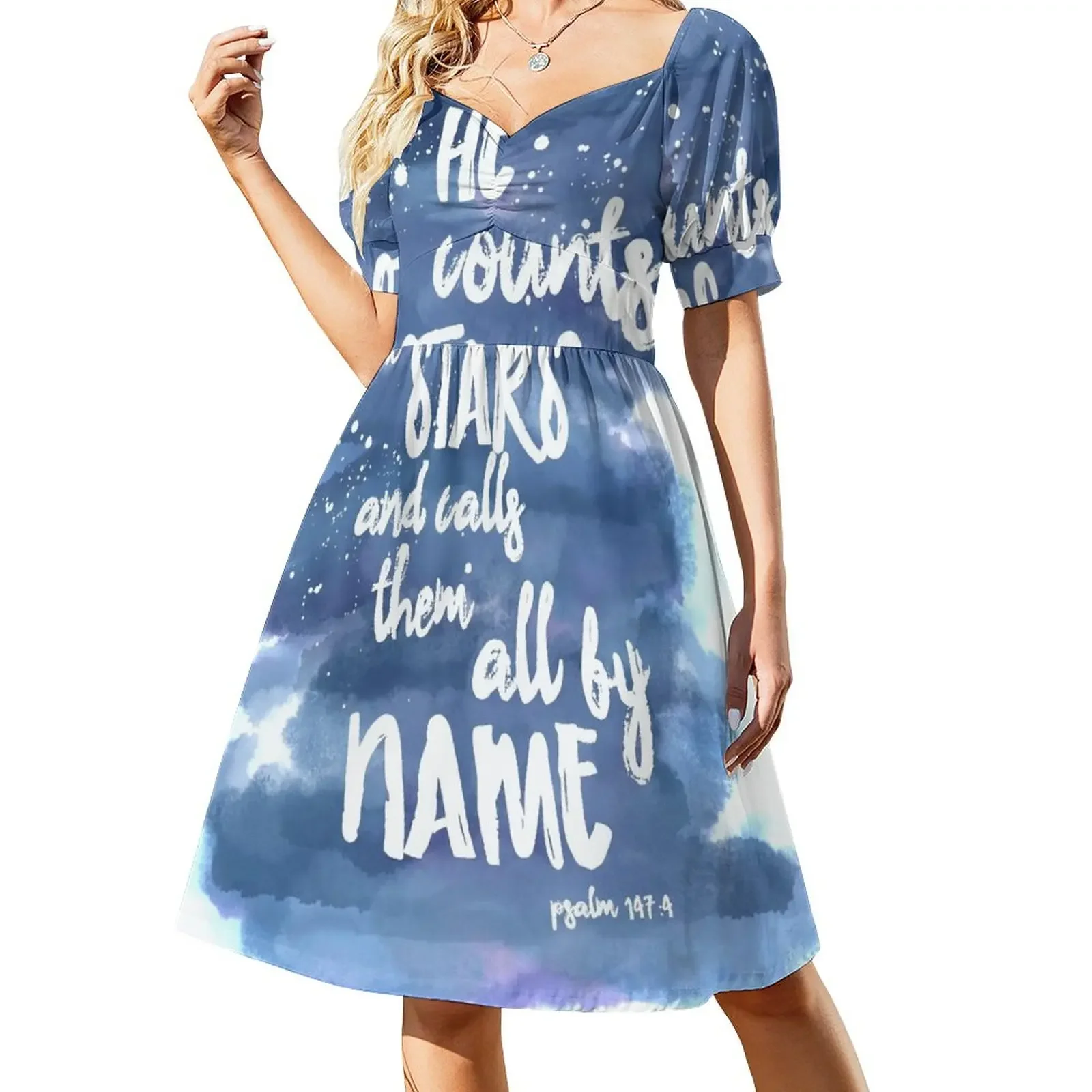 He Counts the Stars and Calls them All By Name Short-Sleeved Dress summer dress korean women summer women's suit