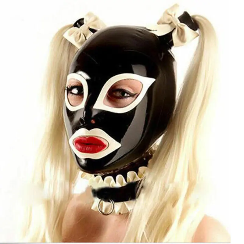 

Latex Cover with Blonde Wig and Lace Collar Rubber Mask & Neck Collar