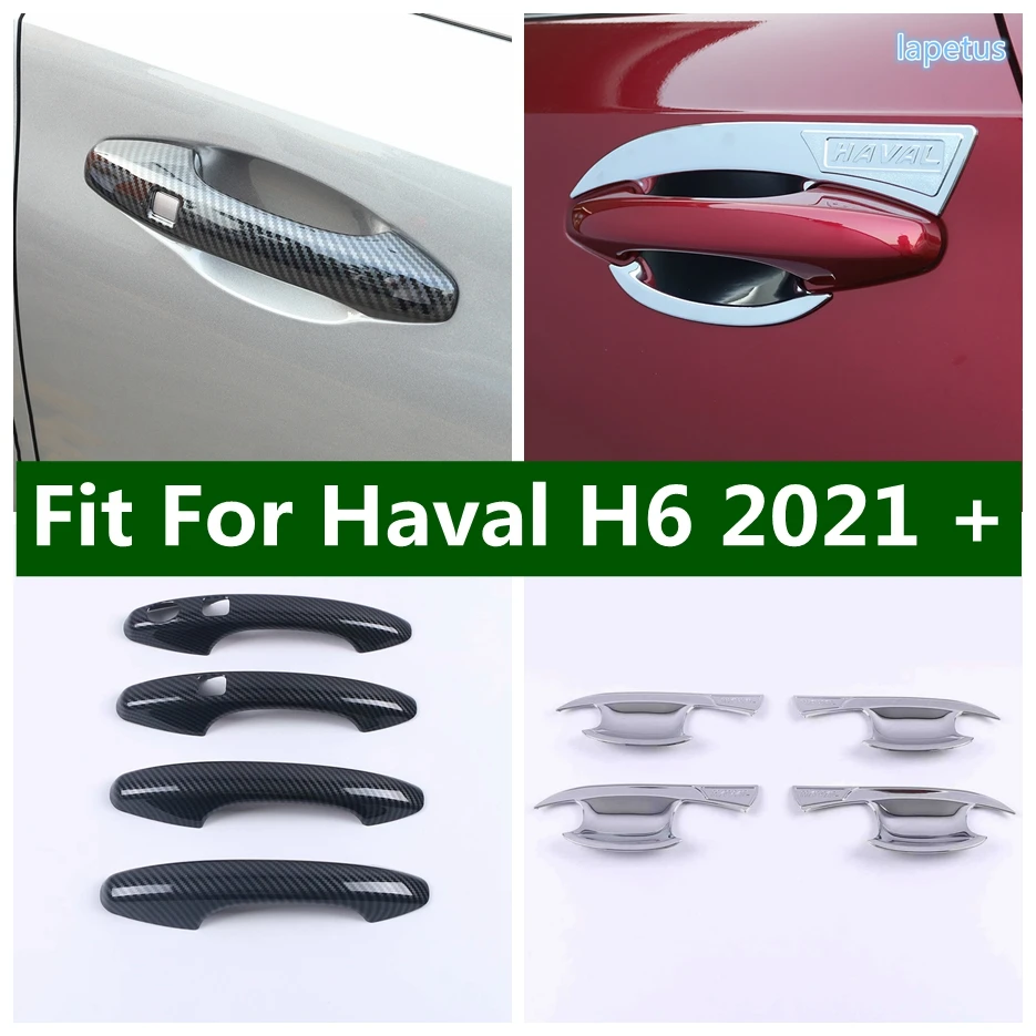 

ABS Chrome / Carbon Fiber Outside Door Handle Catch Decoral Cap Cover Clasing Bowl Trim For Haval H6 2021 - 2024 Car Accessories