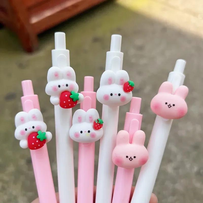 36pcs Cute Strawberry Rabbit Press  dant Writing  Cartoon Neutral  Press  0.5 Student Brush Question