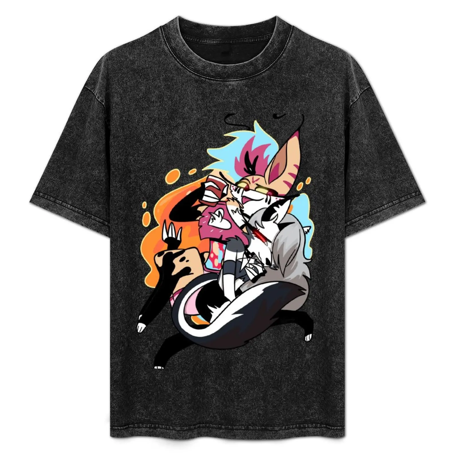 Helluva Boss Loona and Beelzebub T-Shirt Basic Short Sleeve Cotton Blend T-Shirt