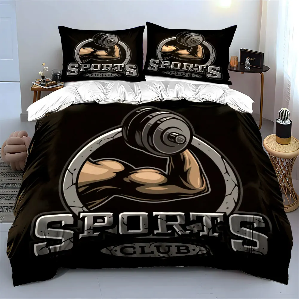 Fitness Gym Logo Decor Set Soft Skin-Friendly Bedding Set Includes 1 Duvet Cover And 2 Pillowcase, Gift