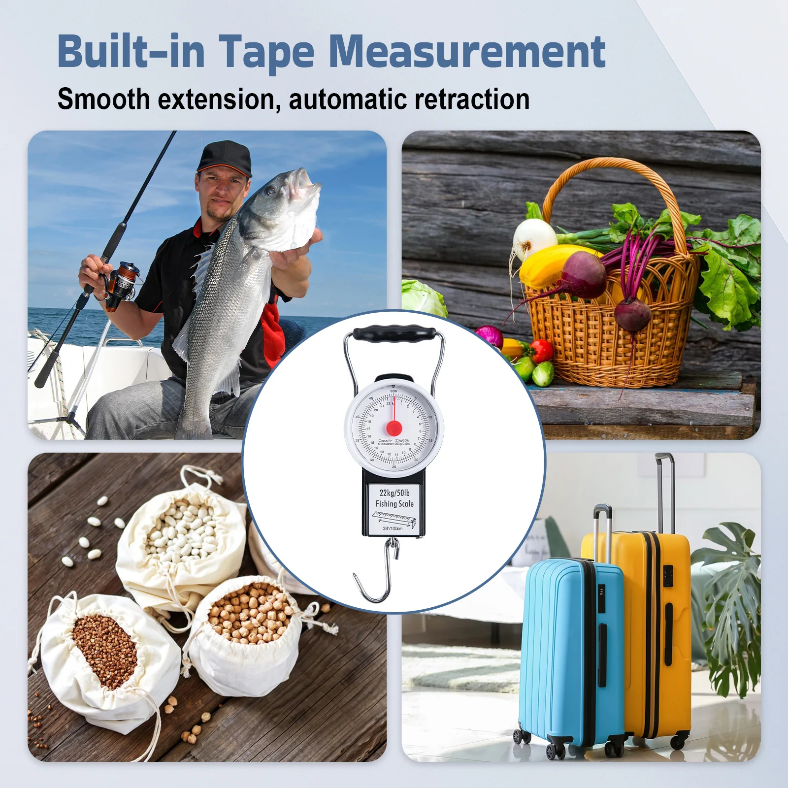 

Инструмент для ловли Goture, подвесные весы, механические кухонные и рыболовные весы, многоцелевые портативные ручные весы с циферблатом