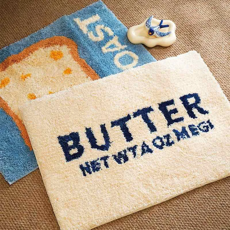 

45x65cm Butter Toast Cartoon Bathroom Use Carpet Living Room Bedside Blanket Bathroom Absorbent Non-slip Floor Mat Home Decor