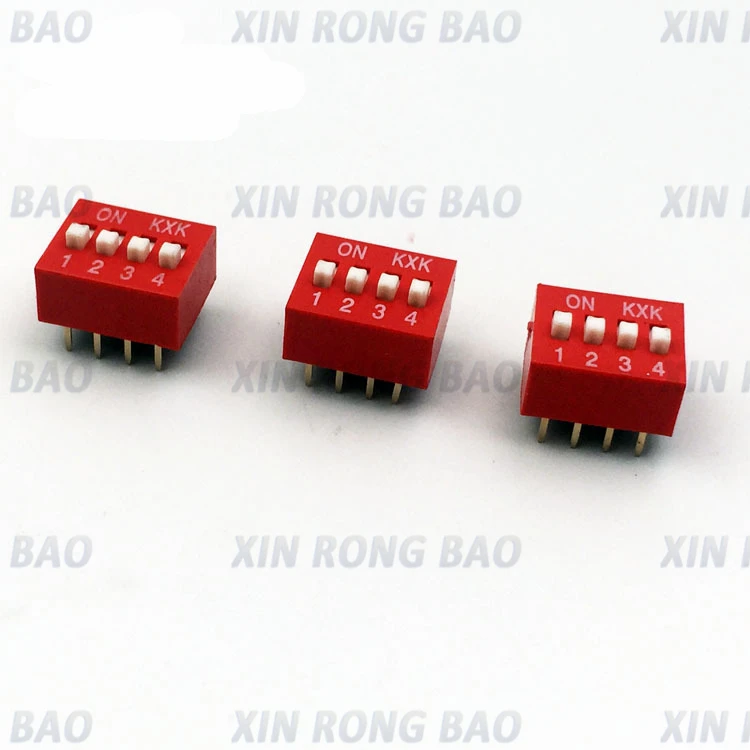2-5pcs Red Direct dial code switch DIP switch DS-1P/2P/3P/4P/5P/6P/7P/8P/9P/10P/12P 2.54MM Coding switch DS pitch Side Pin=2.54m