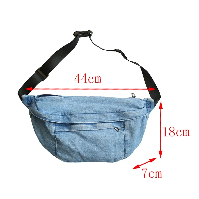 2023 Unisex Crossbody Bag Shoulder Bag Girls New Denim for Women Large Capacity Messenger Bag Waist Bag Men Hip Hop Belt Bag