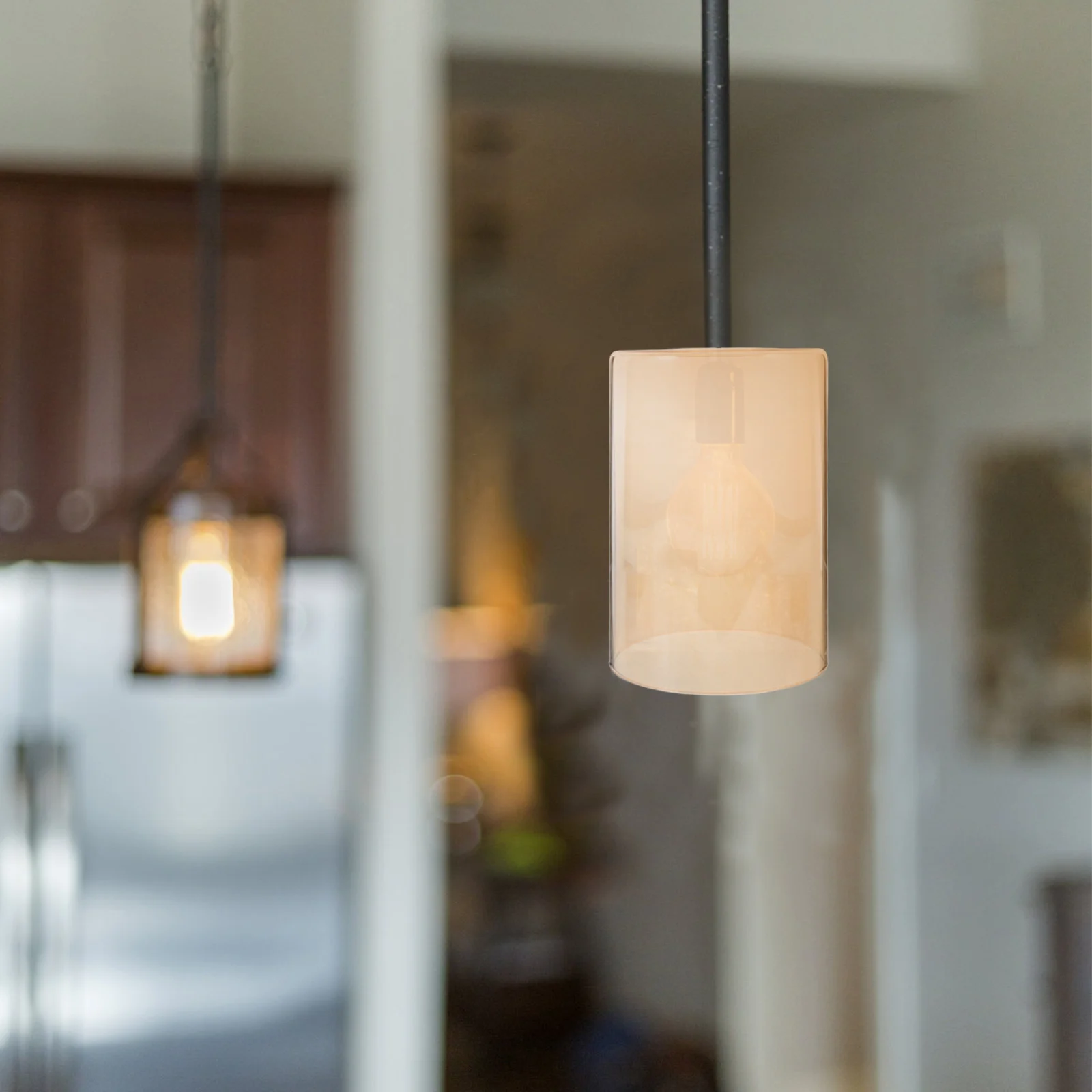 

3Pcs Amber Glass Lamp Shades Cylinder Replacement for Pendant Lights and Table Lamps Decorative Lighting Fixture Cover