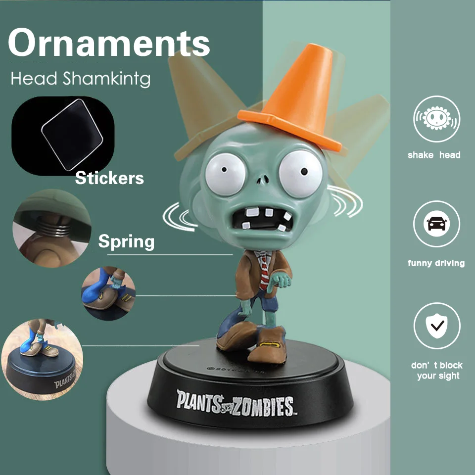 Plants Vs. Zombies Cute Shake Head Doll Ornament Car Accessories Hand Model Toy Funny Wobble Head Robot Car Interior Decoration