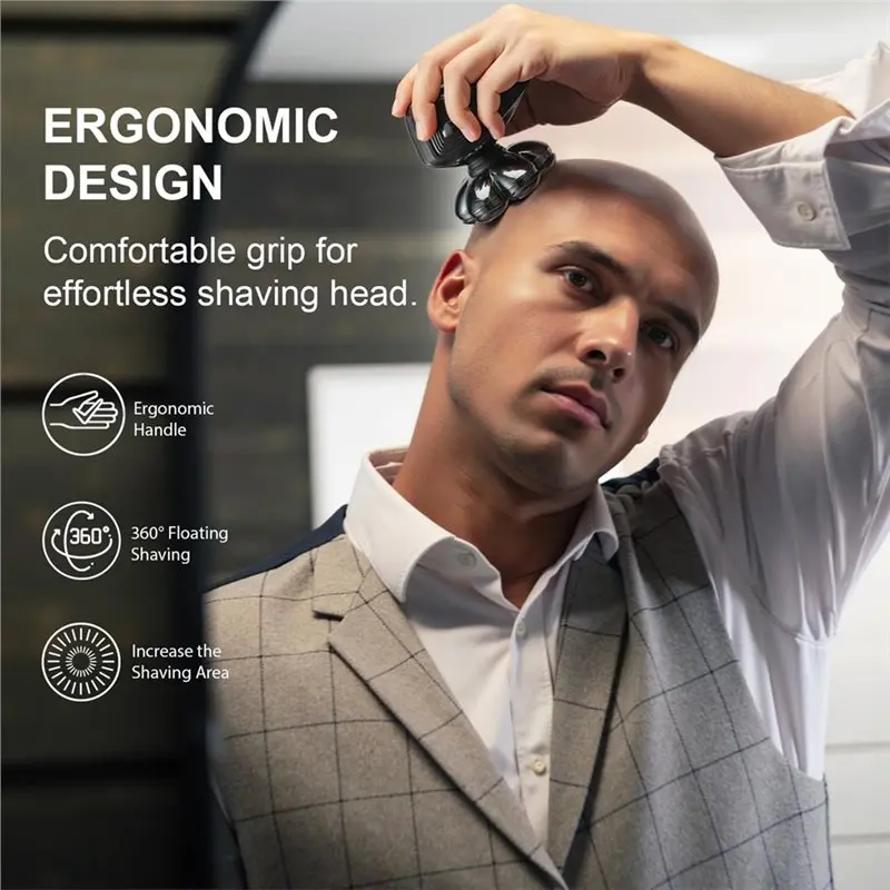 EMECE-Magnetic Removable Head Electric Trimmer:7D Floating With 120-Min Run For Men-Wet/Dry Shaver