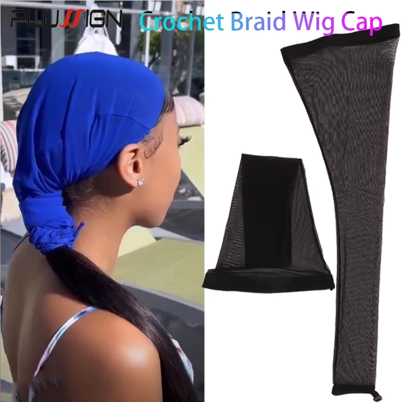 1 szt. Peruka warkocze rękaw do splotu włosów rozciągliwy rękaw peruki do Faux Locs, dredy, Boxbraids Balck Hairnets akcesoria do peruk