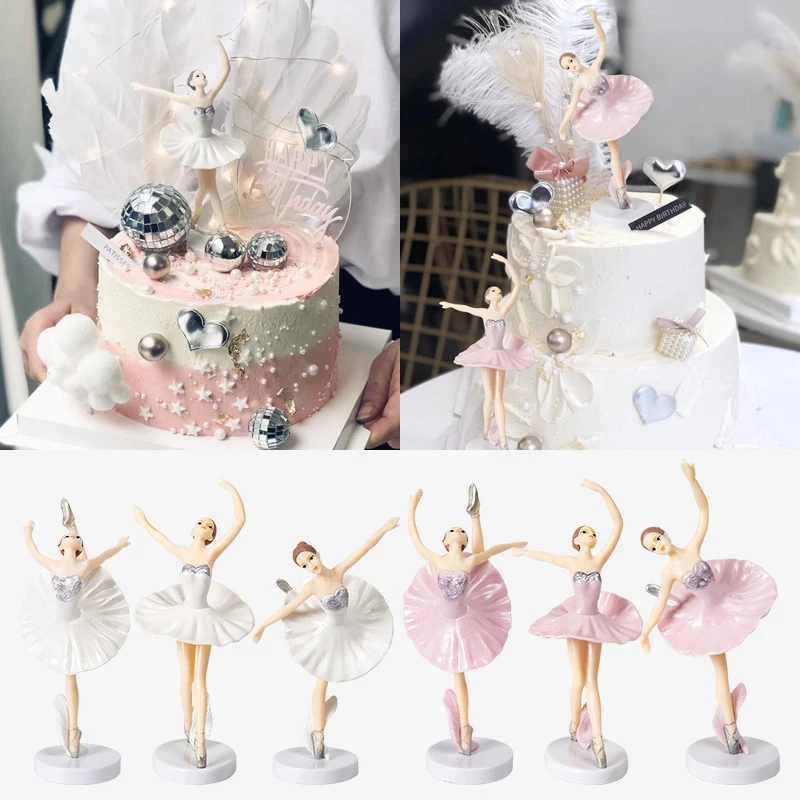 Gorąca sprzedaż 3 sztuk baletnica ciasto wykaszarki z podstawą miniaturowa figurka zabawki figurki zestaw narzędzie do dekoracji ciast figurki Craft prezent